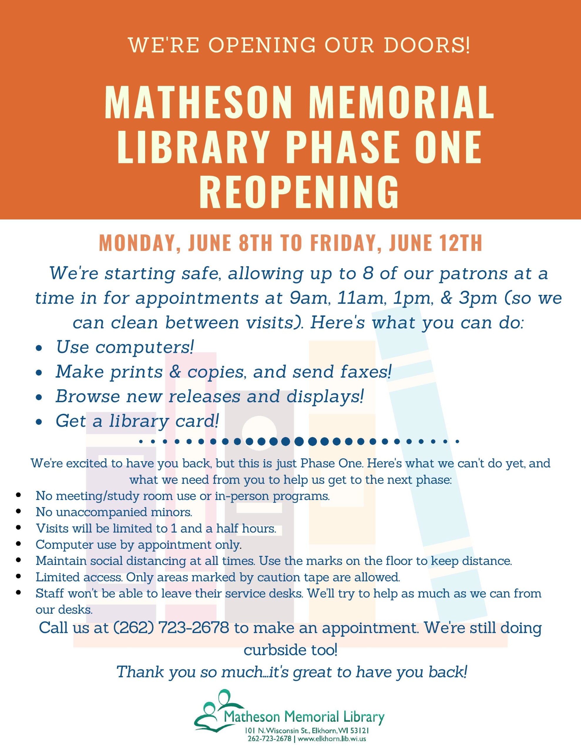Matheson Memorial Library 101 N. Wisconsin St., Elkhorn WI